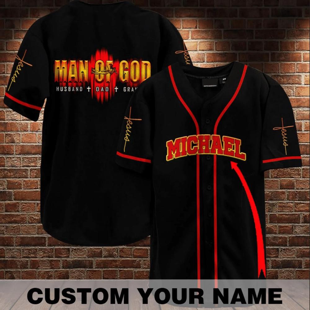 Cross Baseball Jersey - Man Of God Custom Printed 3D Baseball Jersey Shirt