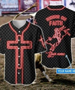 Cross, Bull Riding Baseball Jersey - Bull Riding On Faith Custom Baseball Jersey Shirt