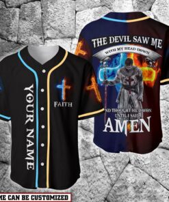 Cross Flame Baseball Jersey - Knight I Said Amen Custom Baseball Jersey Shirt For Men Women