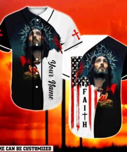 Cross, God, American Flag Baseball Jersey - Believe And Have Faith Custom Baseball Jersey