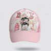 Pinky Baking Life Bun Hair Mom All Over Print Cap, Breast Cancer Caps
