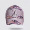 Purple Metallic Style Cat And Butterflies All Over Print Cap, Breast Cancer Caps
