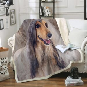 Afghan Hound Face Fleece Throw Blanket –&hellip;
