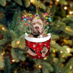 American Bully In Snow Pocket Christmas Ornament&hellip;