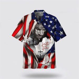 American Flag Faith Over Fear Jesus Hawaiian&hellip;