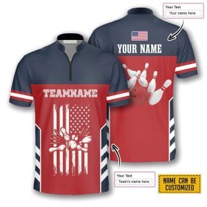 American Flag Red Navy Bowling Personalized Names&hellip;