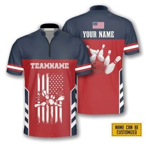 American Flag Red Navy Bowling Personalized Names&hellip;