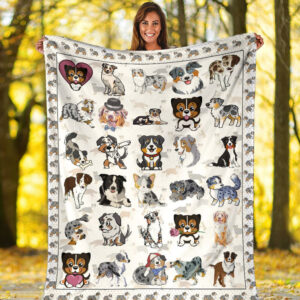 Australian Shepherd Cute Fleece Throw Blanket –&hellip;