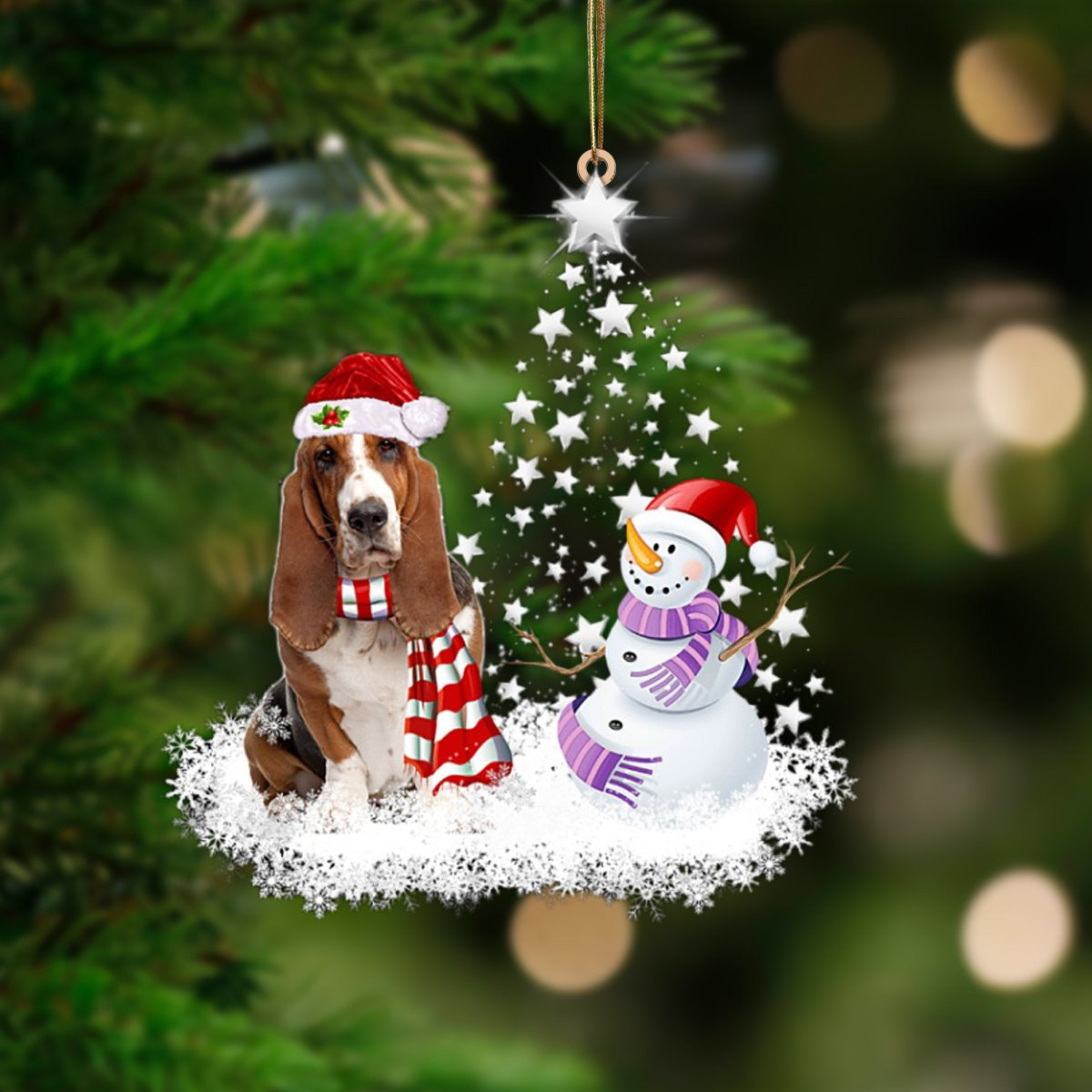Basset Hound-Star Tree Hanging Christmas Plastic Hanging Ornament – Christmas Decor