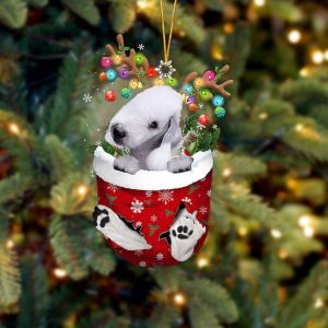 Bedlington Terrier In Snow Pocket Christmas Ornament&hellip;