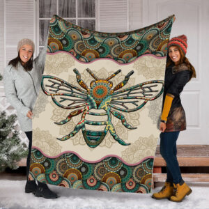 Bee Vintage Mandala Color Fleece Throw Blanket&hellip;