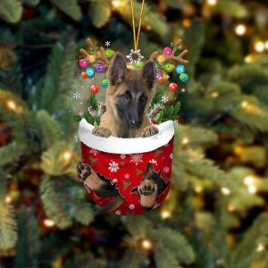 Belgian Tervuren In Snow Pocket Christmas Ornament&hellip;