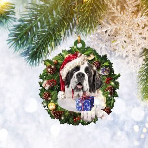 Bernese Mountain Christmas Wreath Flat Ornament, Dog&hellip;