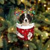 Bernedoodle In Snow Pocket Christmas Ornament – Dog Memorial Gift – Flat Acrylic Dog Ornament