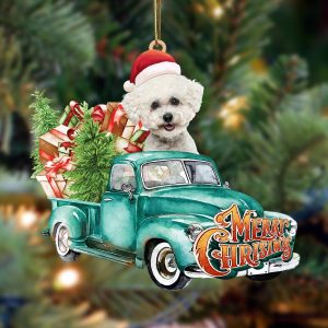 Bichon Frise-Green Truck Hanging Christmas Plastic Hanging&hellip;