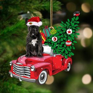 Black French Bulldog-Pine Truck Hanging Christmas Plastic&hellip;