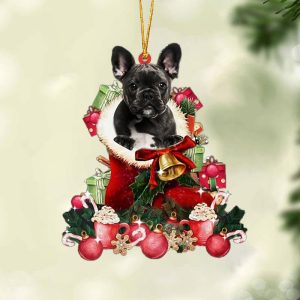 Black French Bulldog-Red Boot Hanging Christmas Plastic&hellip;