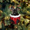 Black Dachshund  In Snow Pocket Christmas Ornament – Flat Acrylic Dog Ornament – Dog Memorial Gift