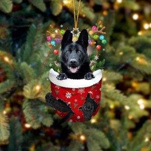 Black German Shepherd In Snow Pocket Christmas&hellip;
