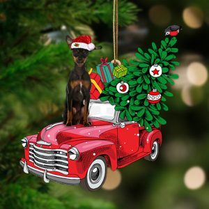Black Miniature Pinscher-Pine Truck Hanging Christmas Plastic&hellip;