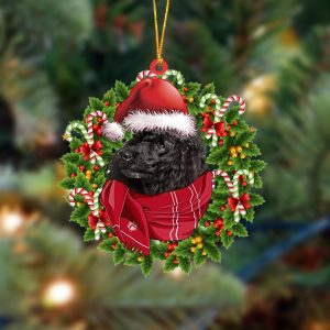 Black Miniature Poodle-Xmas Bandana Hanging Christmas Plastic&hellip;