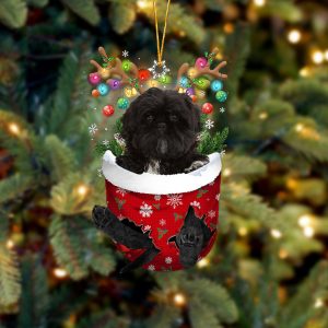 Black Shih Tzu In Snow Pocket Christmas&hellip;