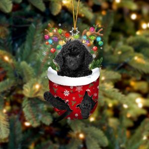 Black Toy Poodle In Snow Pocket Christmas&hellip;