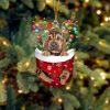 Black Toy Poodle In Snow Pocket Christmas Ornament – Flat Acrylic Dog Ornament