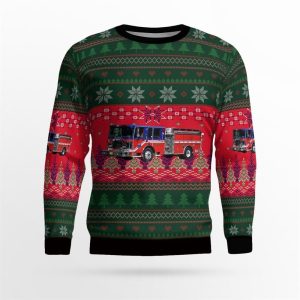 Bloomsbury, NJ, Bloomsbury Hose Company No.1 Christmas Ugly Sweater 3D – Gifts For Firefighters In Bloomsbury, NJ