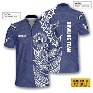 Blue White Tribal Tattoo Bowling Jersey For&hellip;