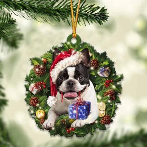 Boston Terrier With Santa Hat Christmas Dog&hellip;