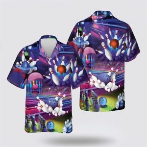 Bowling Purple Pattern 3D Bowling Hawaiin Shirt&hellip;