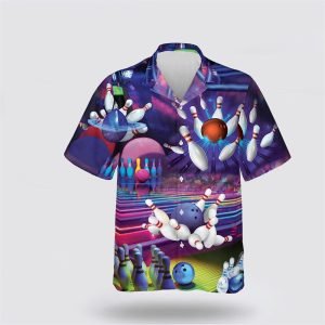 Bowling Purple Pattern 3D Bowling Hawaiin Shirt&hellip;