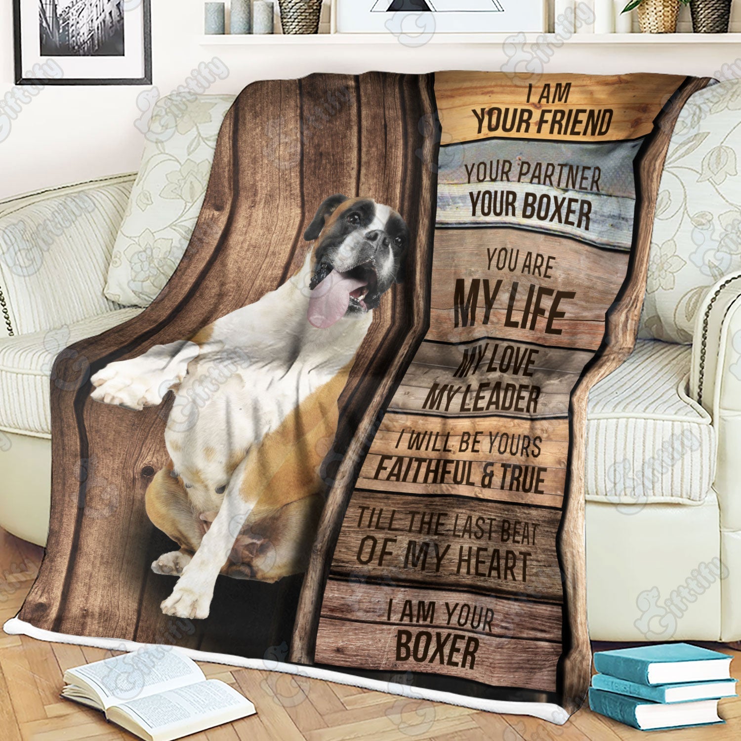 Boxer – I Am Your Friend Blanket – Gift For Dog Loverrs – Memorial Sherpa Blanket, Fleece Blanket