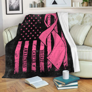 Breast Cancer American Usa Flag Black Fleece&hellip;
