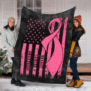 Breast Cancer American Usa Flag Black Fleece&hellip;