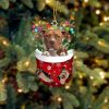 Brown French Bulldog In Snow Pocket Christmas Ornament – Flat Acrylic Dog Ornament