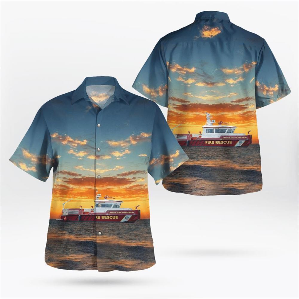 Camden, New Jersey, Camden Fire Department Fire Boat 1 Hawaiian Shirt – Gifts For Firefighters In Camden, NJ