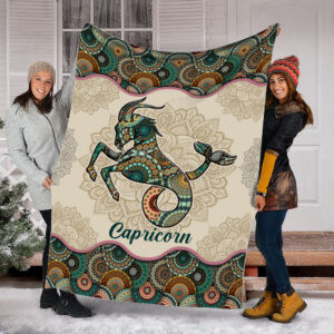 Capricorn Vintage Mandala Fleece Throw Blanket –&hellip;