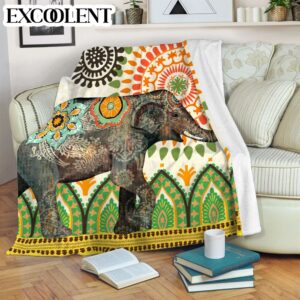 Caravan Elephants Flower Fleece Throw Blanket –&hellip;