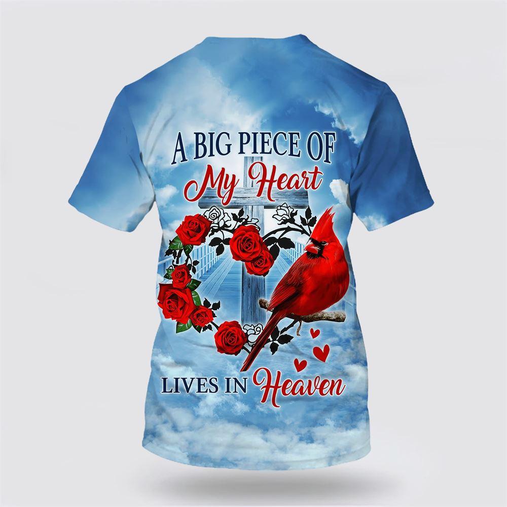 Cardinal A Big Piece Of My Heart Lives In Heaven All Over Print 3D T Shirt – Gifts For Christians