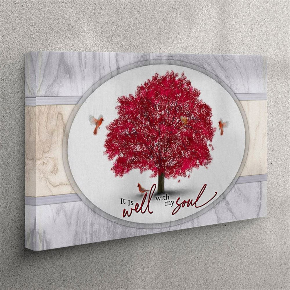 Cardinal Birds – It Is Well With My Soul Canvas Wall Art – For Christmas – Christian Wall Art Canvas
