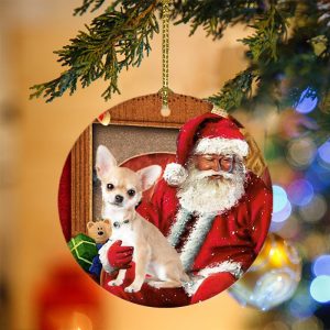 Chihuahua With Santa Christmas Christmas Plastic Hanging&hellip;