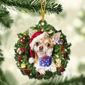 Chihuahua With Santa Hat Christmas Dog Ornaments&hellip;