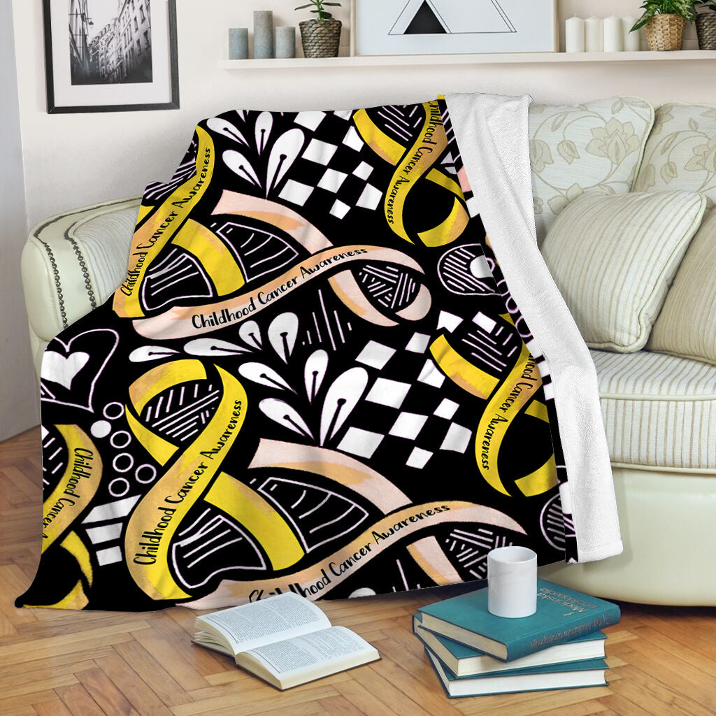Childhood Cancer Awareness Ribbon Fleece Throw Blanket – Sherpa Fleece Blanket – Weighted Blanket To Sleep
