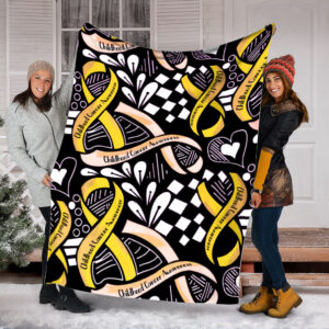 Childhood Cancer Awareness Ribbon Fleece Throw Blanket&hellip;