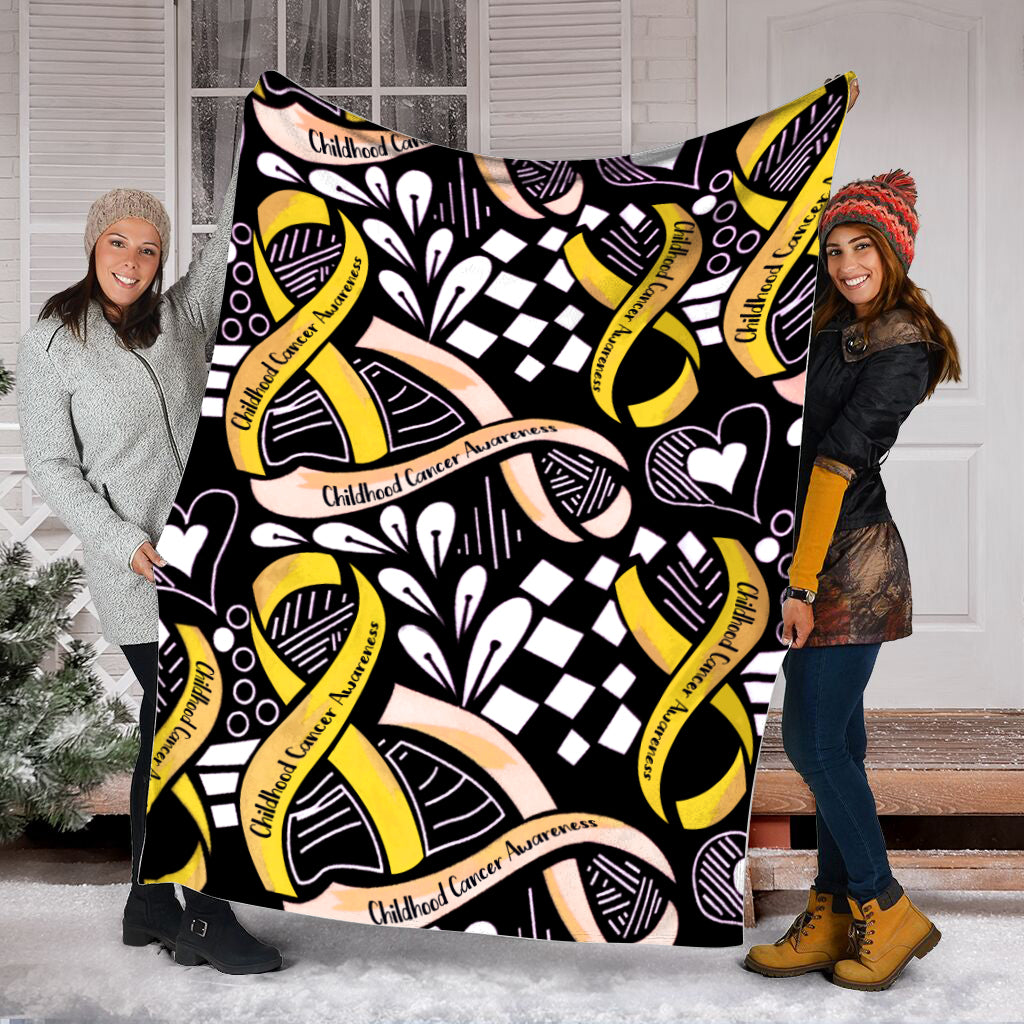 Childhood Cancer Awareness Ribbon Fleece Throw Blanket – Sherpa Fleece Blanket – Weighted Blanket To Sleep