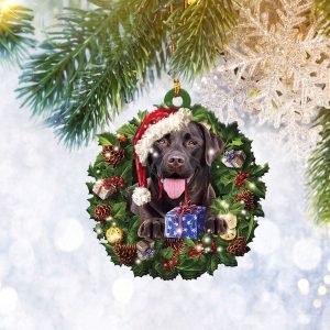 Chocolate Labrador Retriever Christmas Wreath Ornament, Dog&hellip;