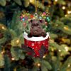 Chocolate Labrador In Snow Pocket Christmas Ornament – Flat Acrylic Dog Ornament – Christmas Decor
