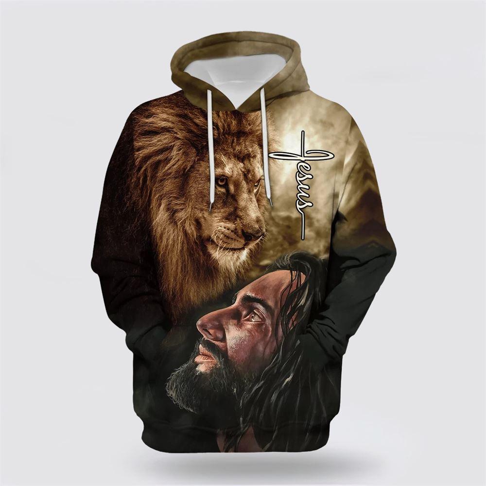 Christian Jesus Lion All Over Print 3D Hoodie – Gifts For Christians